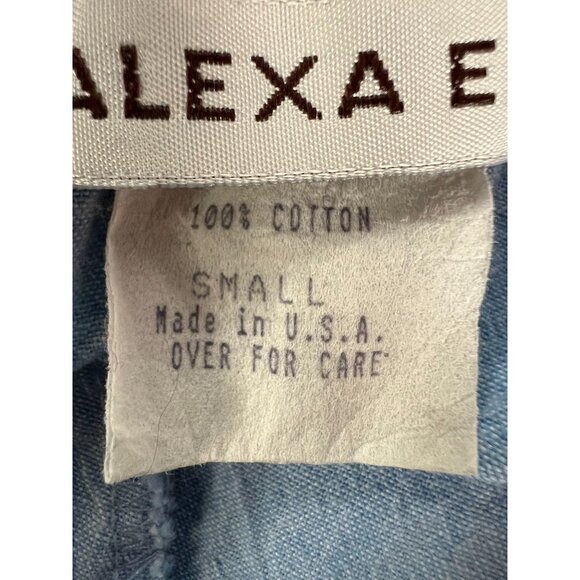 Vintage Alexa E. Light Blue Button-Front Cotton Skirt Size Small Made In USA - Picture 4 of 16